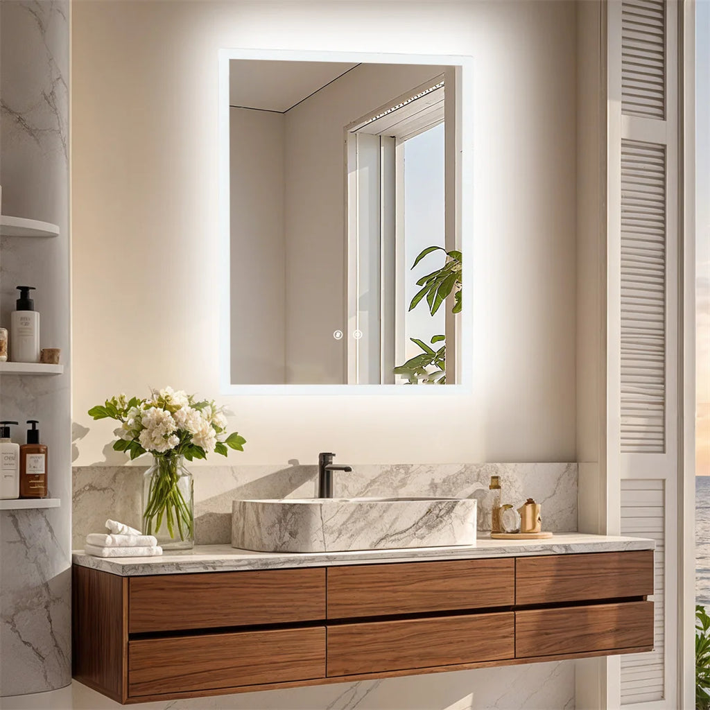 Bathroom Mirror Backlit Anti-Fog Touch Sensor Vanity Mirror 60x80cm