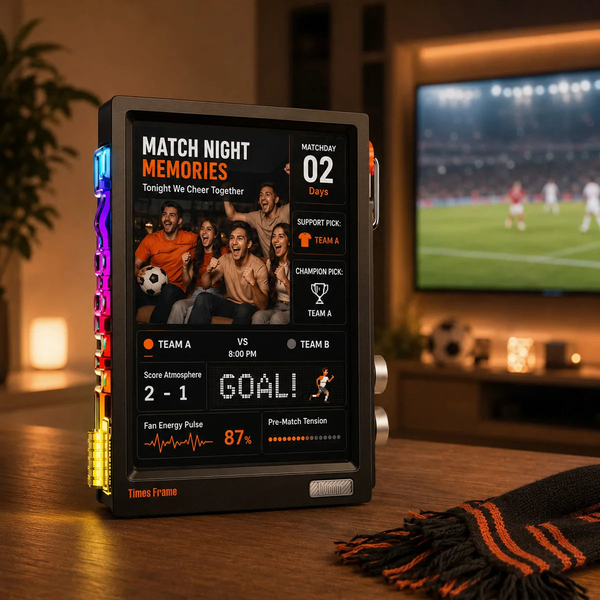 25.6cm Smart Digital Display with HD Screen, Customisable Clock, Weather, Calendar and App Control – Black
