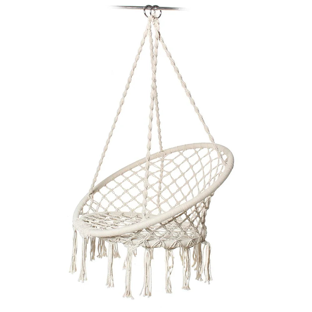 Deluxe Hammock Chair  Cotton Swing Bed Relax Outdoor Hanging Indoor Pretty Beige