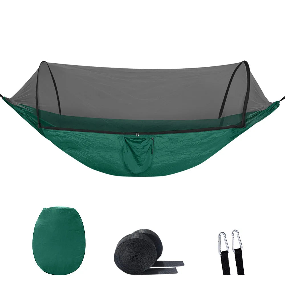 Camping Hammock with Mosquito Net Dark Green Ultralight 210T Parachute Nylon 200kg Load