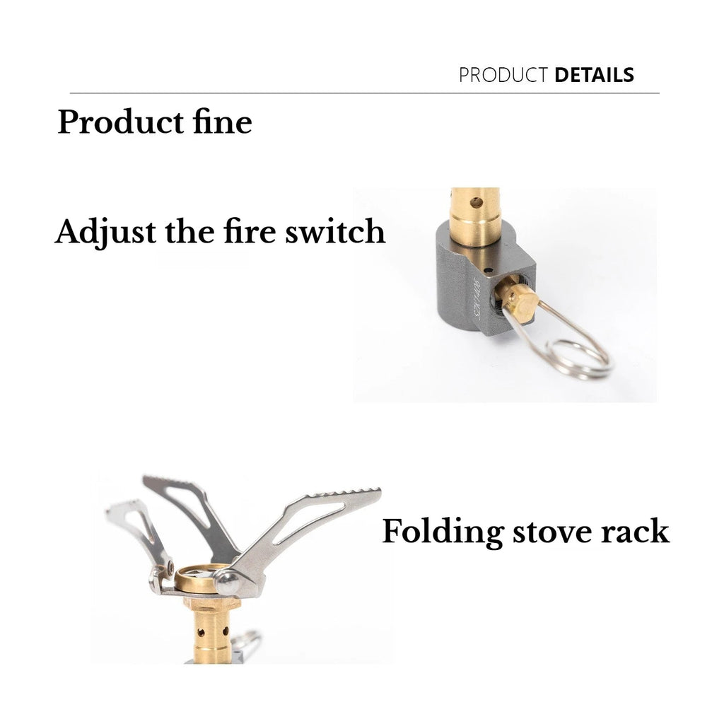 3000W Mini Camping Gas Stove 48g Portable Pocket Burner Folding Outdoor Cooker Hiking Picnic Cooking Furnace Cloud Wing Silver Grey 8.5×6.5cm