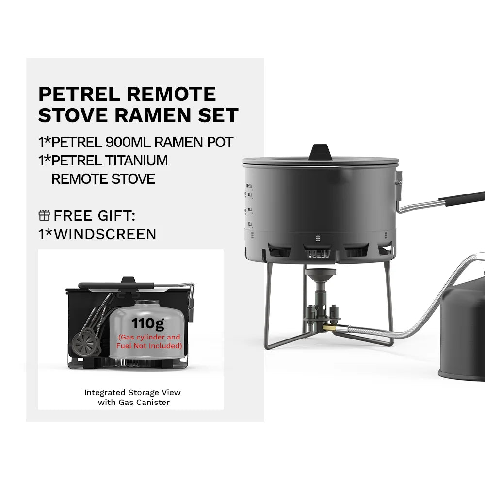 Petrel Titanium Split Camping Stove Ultralight Portable Burner with Windscreen Outdoor Hiking Cooking Ramen Set