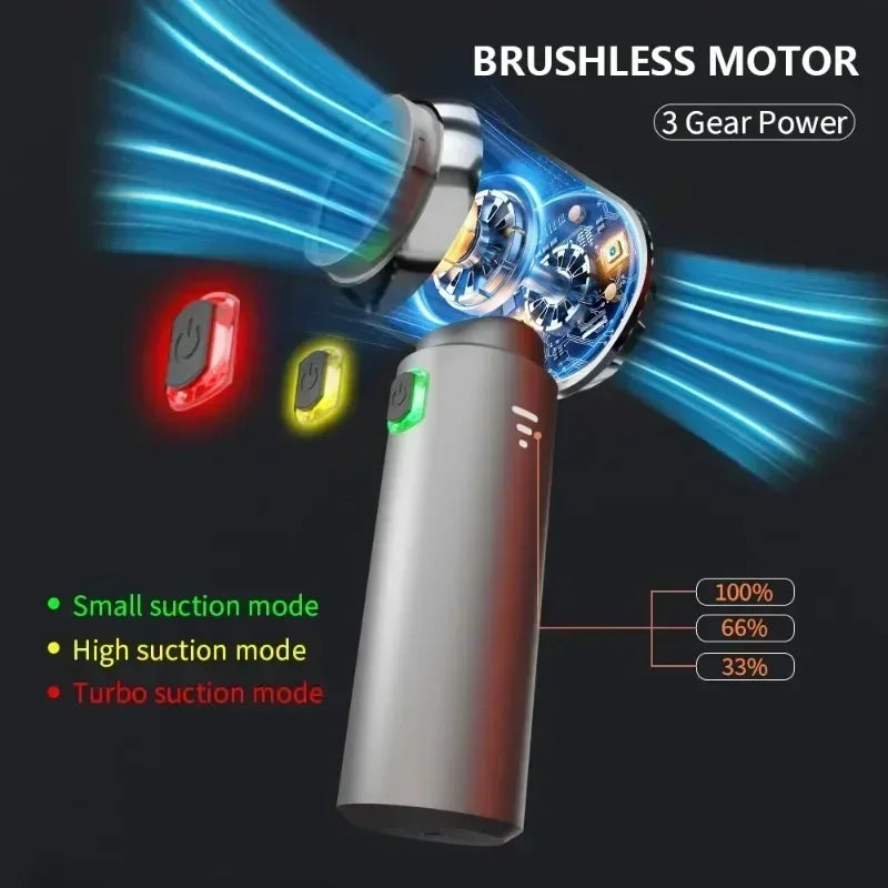 High Power Cordless Car Vacuum Cleaner Handheld Wireless Air Duster Brushless Motor Cleaning Machine 4 HEPA Filters Black