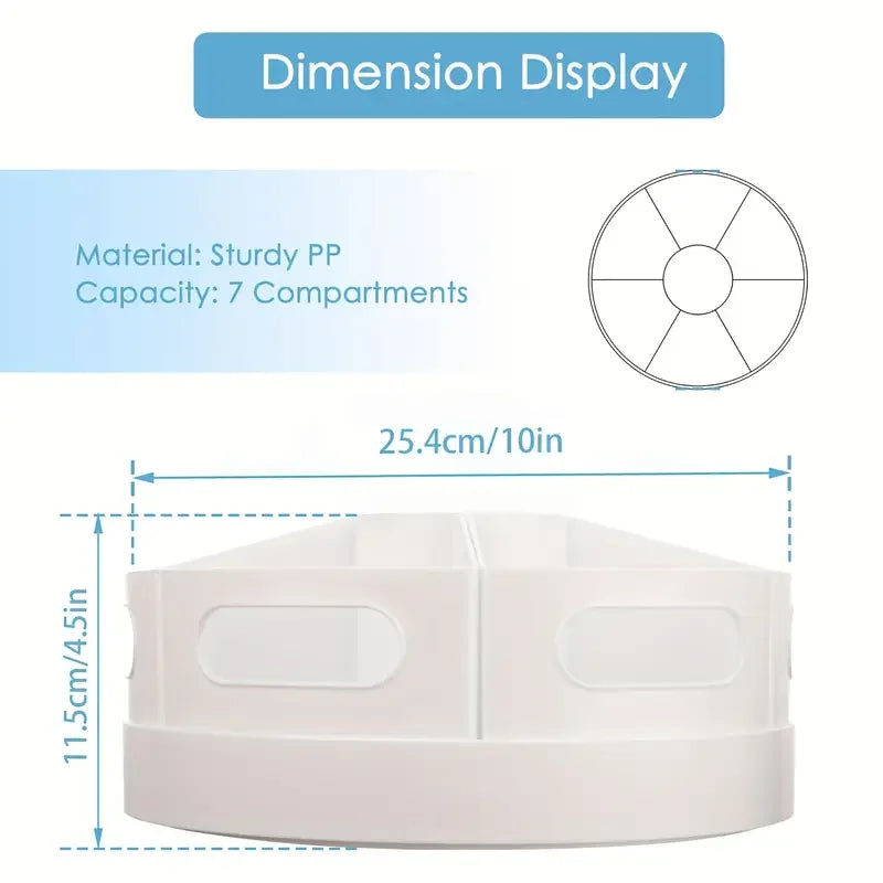 360° Rotating Desk Organizer 7 Removable Bins Multi Pen Holder Stationery Storage Office School Pencil Holder White 25.4×11.5cm