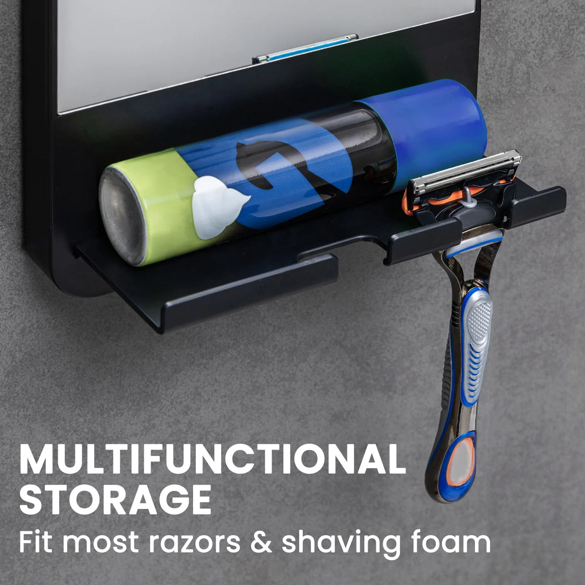Fogless Shower Mirror for Shaving with Razor Holder Suction Wall Mounted Rust Proof Removable Bathroom Mirror