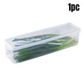 1PC Refrigerator Storage Box with Lid Plastic Fresh Keeping Container Food Organizer for Scallions Eggs Noodles 25.5 × 7.5 × 5.2cm