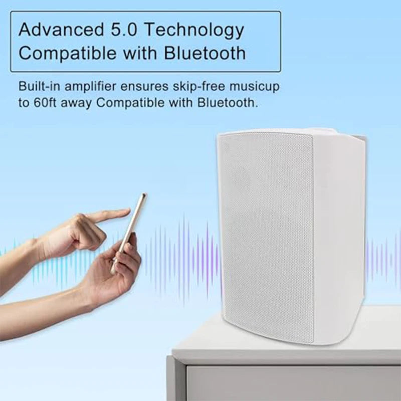 Outdoor Bluetooth Speaker 300W Waterproof Wall Mount Audio System All-Weather White 24.3x18.5x16.7cm
