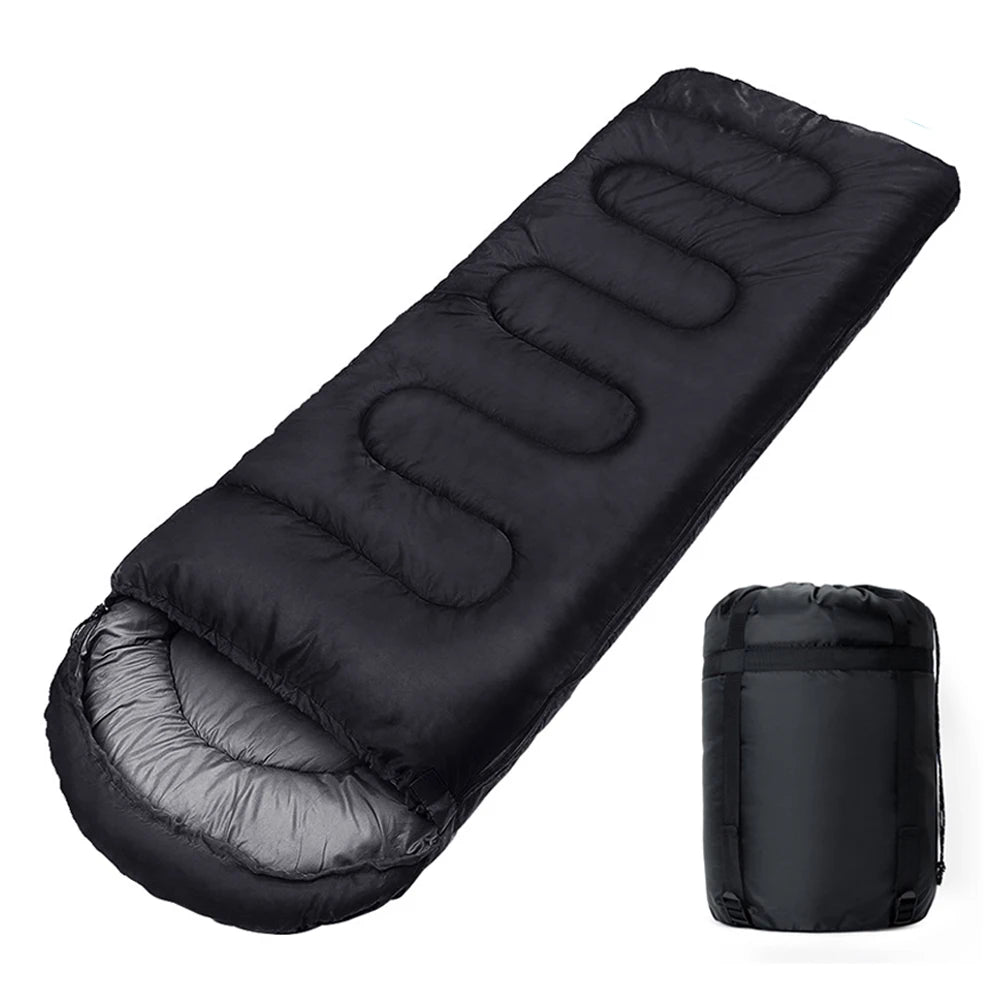 Camping Sleeping Bag 4 Season Waterproof Ultralight Envelope Sleeping Bag for Hiking Backpacking Travel Black 220x75cm