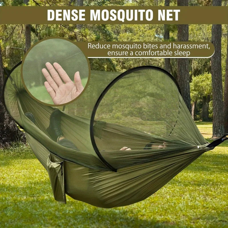 Camping Hammock with Mosquito Net 0.72 kg Ultralight 210T Parachute Nylon Army Green