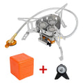 3 Head Gas Camping Stove 5800W Folding Backpacking Burner Outdoor Hiking BBQ Picnic Cooking Furnace with New Adapter