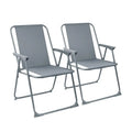 Folding Deck Chairs Pack of 2 Grey Metal Outdoor Patio Seats Lightweight Portable For Beach, Picnic, Garden, Camping Gray 53x78.5cm