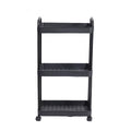 3 Tier Rolling Storage Cart Multi Layer Organizer Rack with Wheels Kitchen Bathroom Bedroom Storage Shelf Black 36 × 23.5 × 66cm