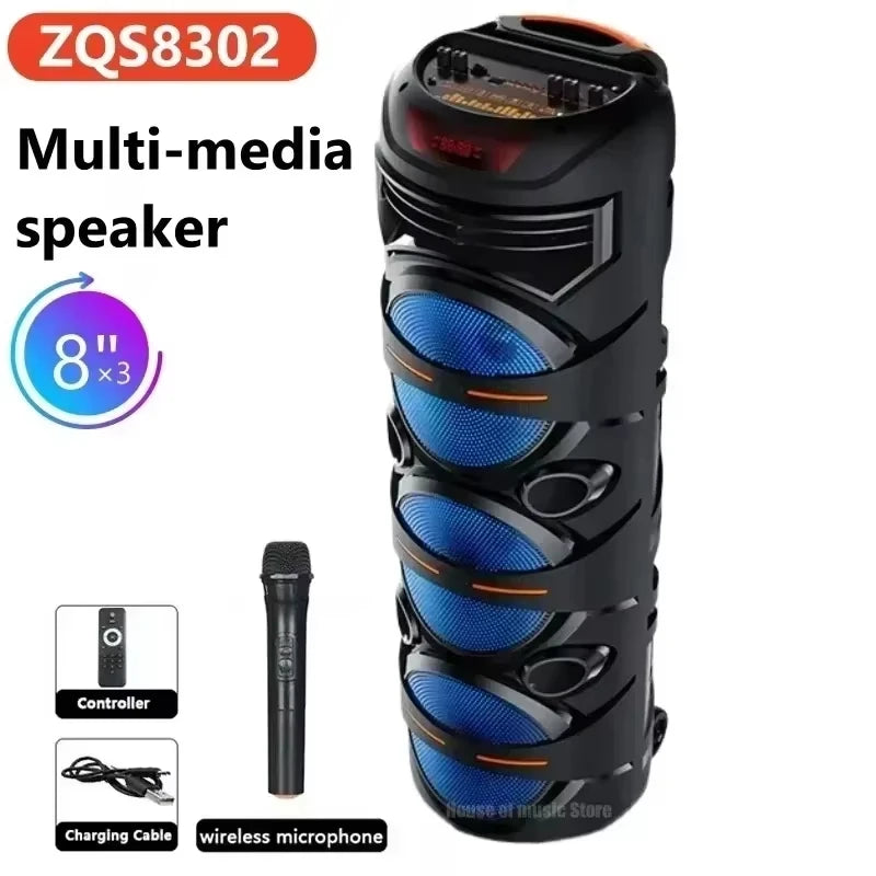 Bluetooth Party Speaker 40W Wireless Karaoke Sound System with LED Lights and Three 20.3cm Drivers