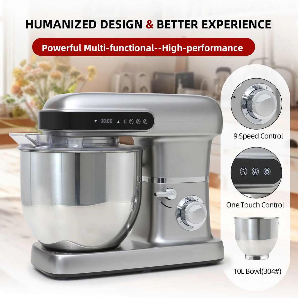 10L Large Capacity Stand Mixer Kneading Machine Food Mixer Baking Dough Mixer Light Grey Kitchen Appliance AU