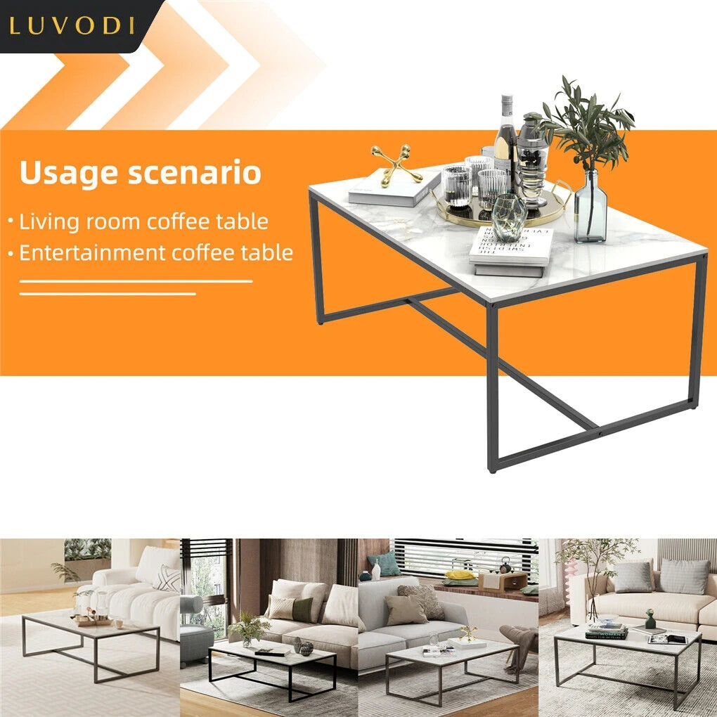 Rectangle Coffee Table 100x60x43cm White Marble Top Living Room Sofa Side Table Modern Center Table