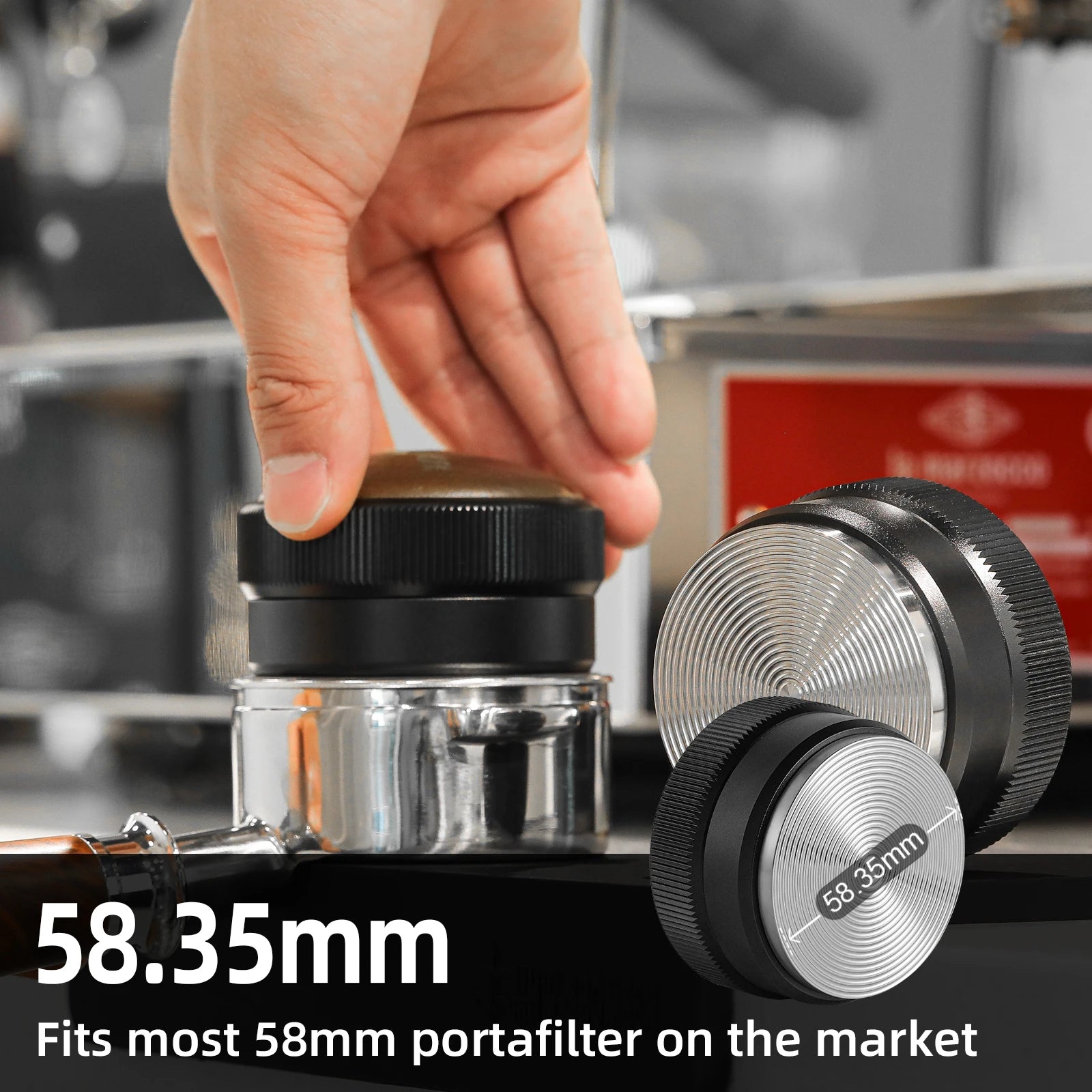 58.35mm Coffee Distributor Leveler with Cleaning Brush Set Espresso Coffee Tamper Distribution Tool