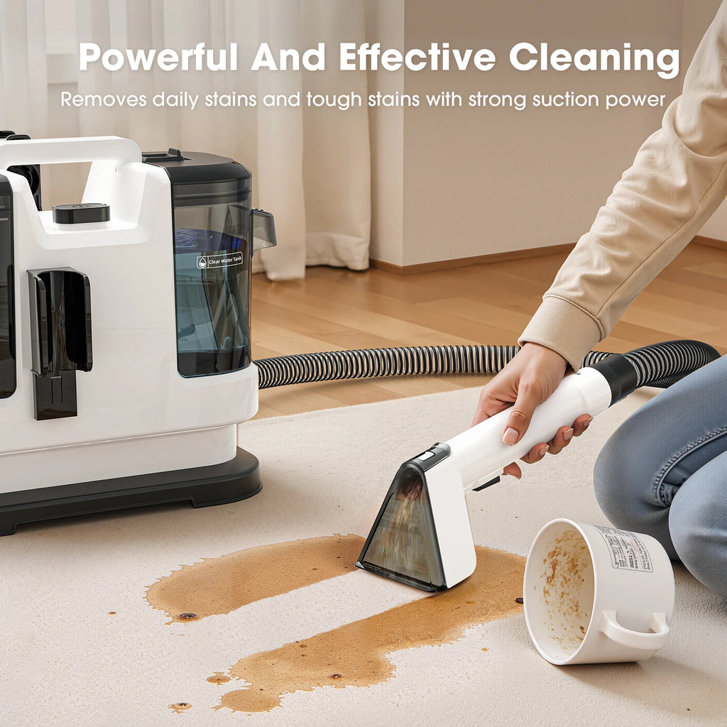 V6 13.5kPa Carpet Cleaner 1.75L Dual Tank Deep Cleaning Machine 5m Cord 1.7m Hose Sofa Mattress Car Seat Black AU