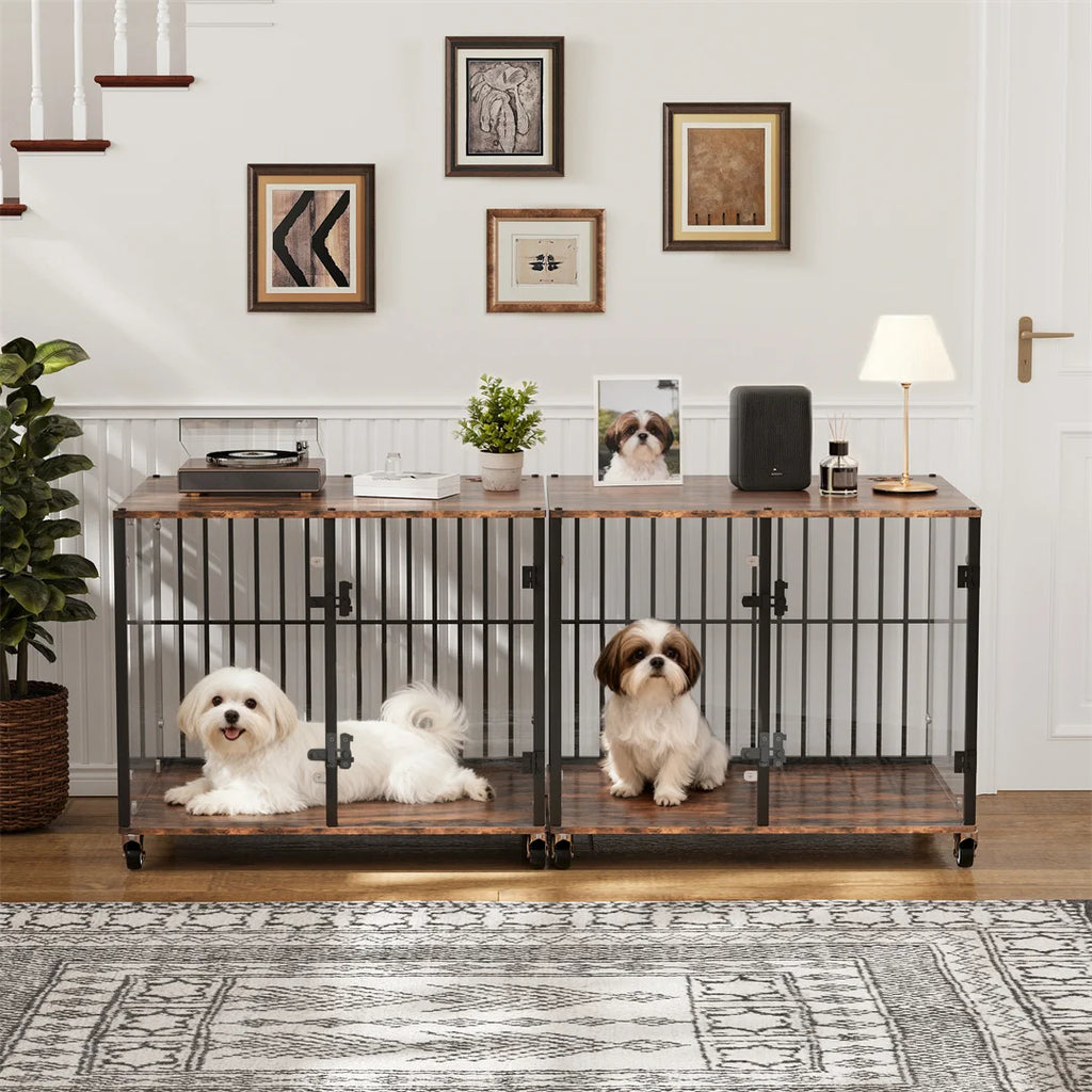 Dog Kennel Welded Metal Playpen Large Animal Cage for Outdoor And Indoor Use Pet 77x60x65cm