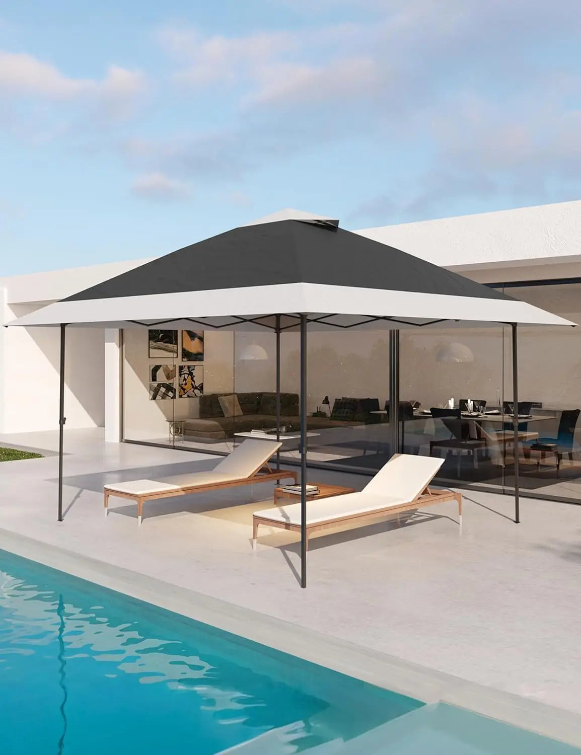 Pop-Up Gazebo Outdoor Canopy Tent Includes Sandbags Suitable for Patio, Lawn, Garden Black 3.6x3.6m