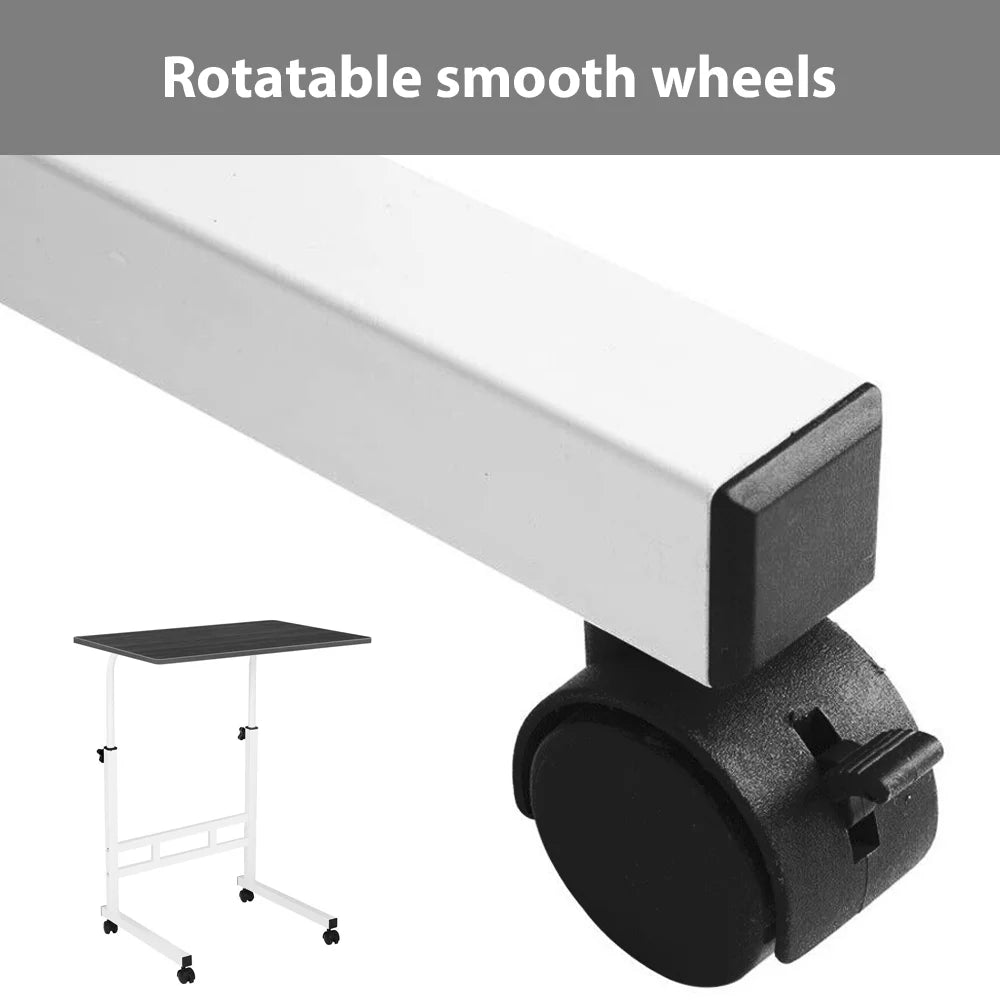 Portable Standing Desk Small Desktop Computer Table Wooden Bedside Laptop Desk with Wheels for Home Office Study Black 60x40x67-80cm Height Adjustable