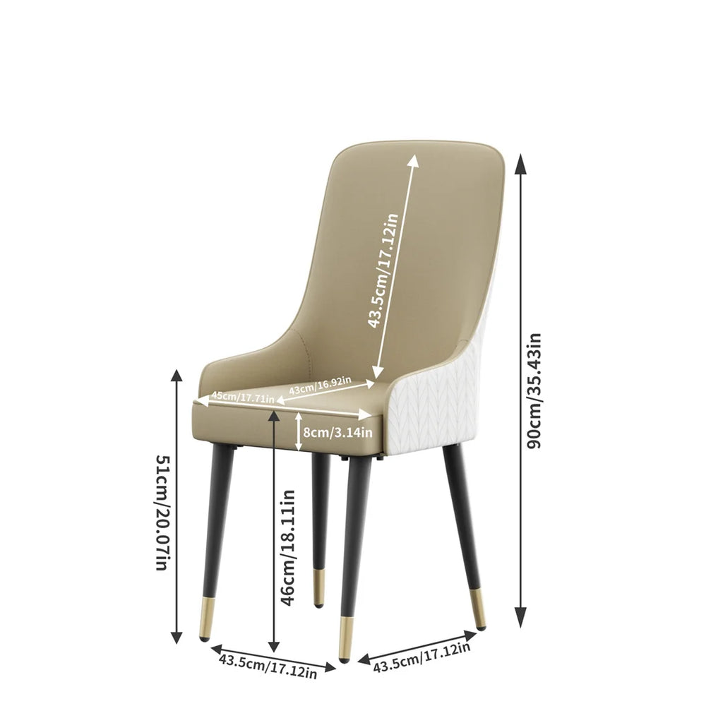 Dining Chairs Set of 2 43.5x45cm Microfiber Leather Luxury Kitchen Chairs with Lion Knocker White