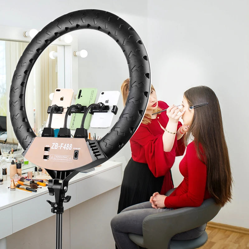 LED Ring Light 55cm Dimmable 3200-6500K Studio Lighting for Makeup Photography Video with 2m Power Cable