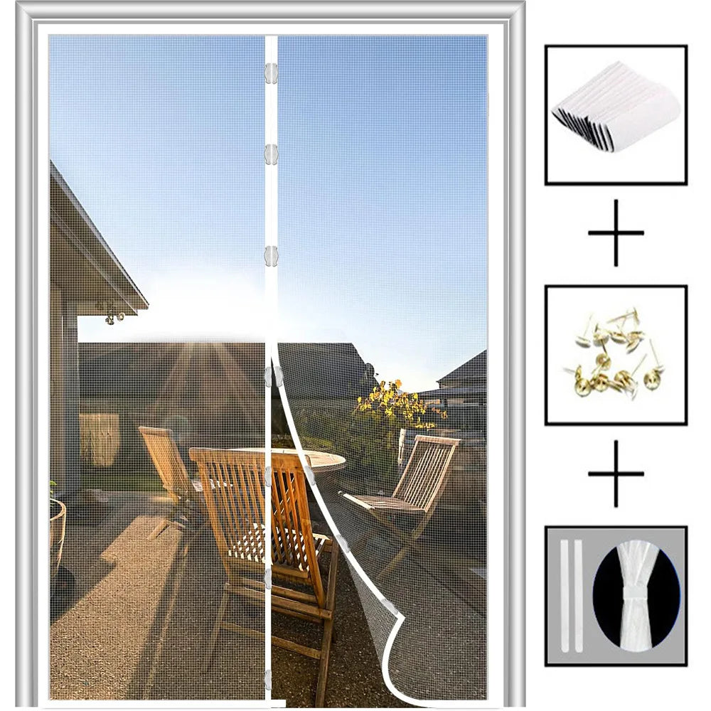 Door Curtain Fly Screen Door Hands-Free Self-Closing Anti-Bug Insect Indoor 100x210cm