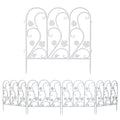Garden Fence White 5 Pack Garden Fencing Fence Panel Privacy Screen Border Metal Outdoor 59.5x62cm White