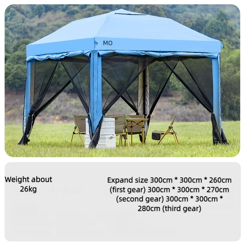 10x10 Feet Outdoor Pop-Up Canopy Gazebo Tent with Blue 4 Double Layer Sidewalls and Adjustable Height