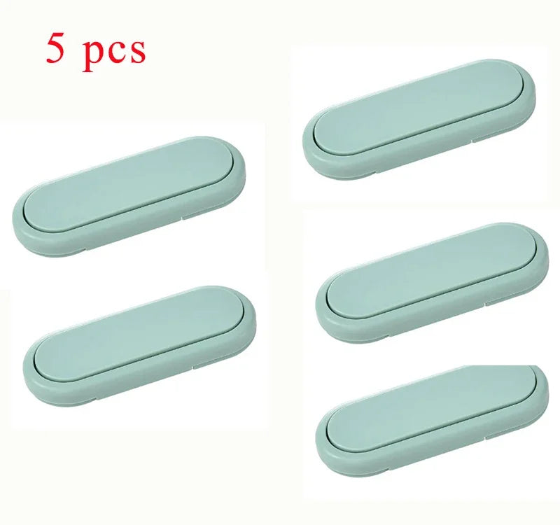 5pcs Baby Safety Cabinet Locks Invisible Drawer Door Protection Anti Pinch Hand Child Proof Wardrobe Lock Green 9×3.5cm