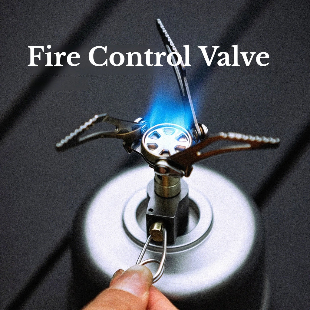 3000W Mini Camping Gas Stove 48g Portable Pocket Burner Folding Outdoor Cooker Hiking Picnic Cooking Furnace Cloud Wing Silver Grey 8.5×6.5cm