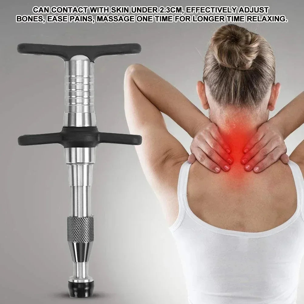Manual Chiropractic Adjustment Tool Stainless Steel Spring-Loaded Massage Therapy Device 15.5x7.5cm Silver