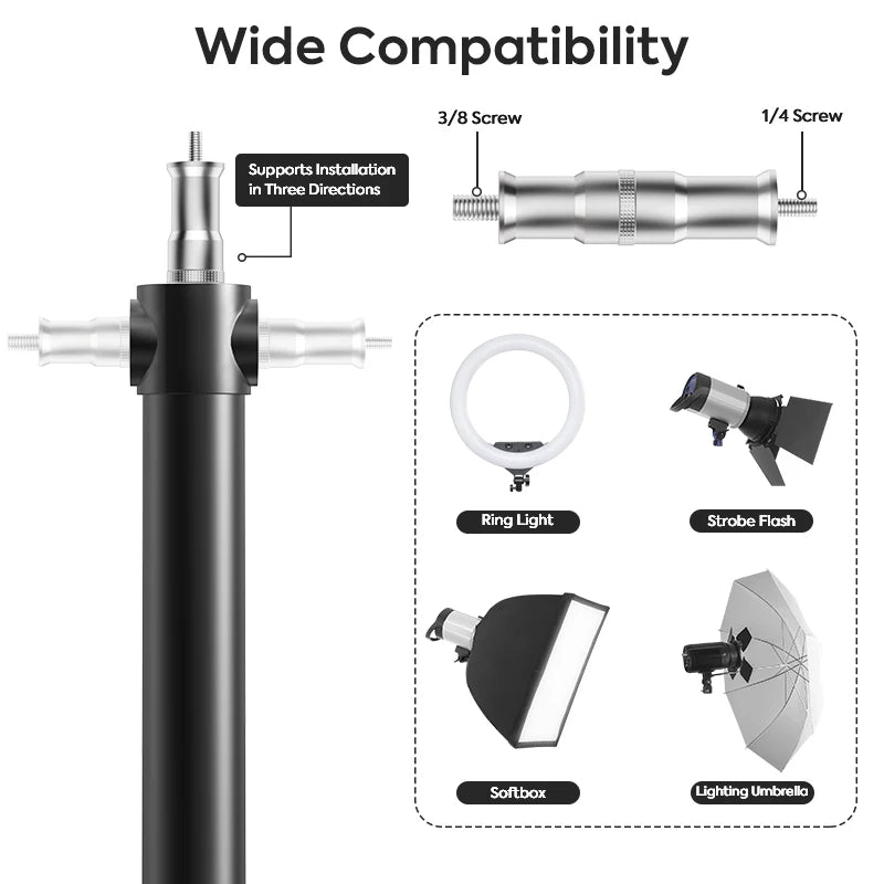 Photography Video Light Kit 60W LED Studio Light with Wall Mount Boom Arm Stand Cold and Warm Lighting 175cm