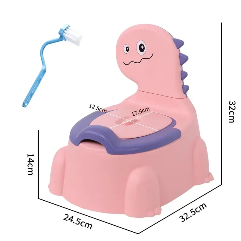 Cartoon Dinosaur Baby Potty Toddler Toilet Training Seat Splash Proof Urinal Beginner Toilet for Boys Girls Pink 32.5×24.5×32cm