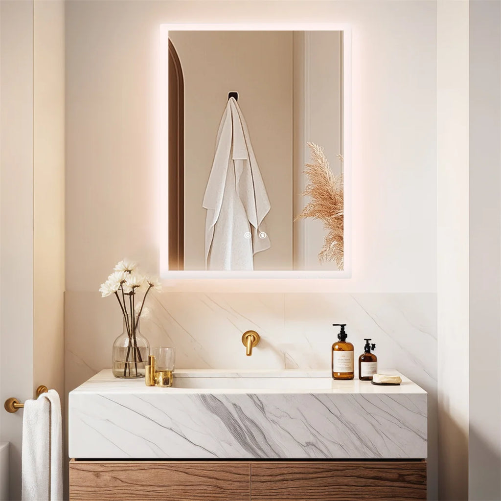 Bathroom Mirror Backlit Anti-Fog Touch Sensor Vanity Mirror 60x80cm