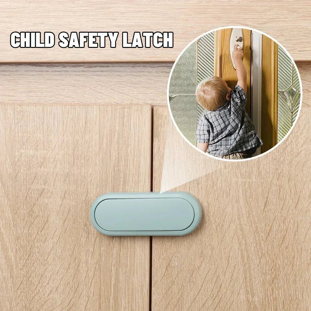 5pcs Baby Safety Cabinet Locks Invisible Drawer Door Protection Anti Pinch Hand Child Proof Wardrobe Lock Green 9×3.5cm