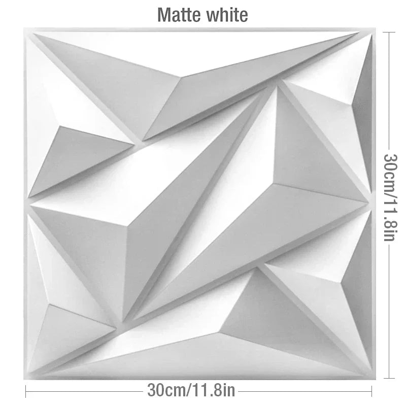 3D Wall Panels 10 Pack Waterproof Self Adhesive Wallpaper Stickers White 30cm for Kitchen Bathroom Living Room