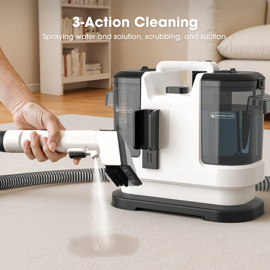 V6 13.5kPa Carpet Cleaner 1.75L Dual Tank Deep Cleaning Machine 5m Cord 1.7m Hose Sofa Mattress Car Seat Black AU