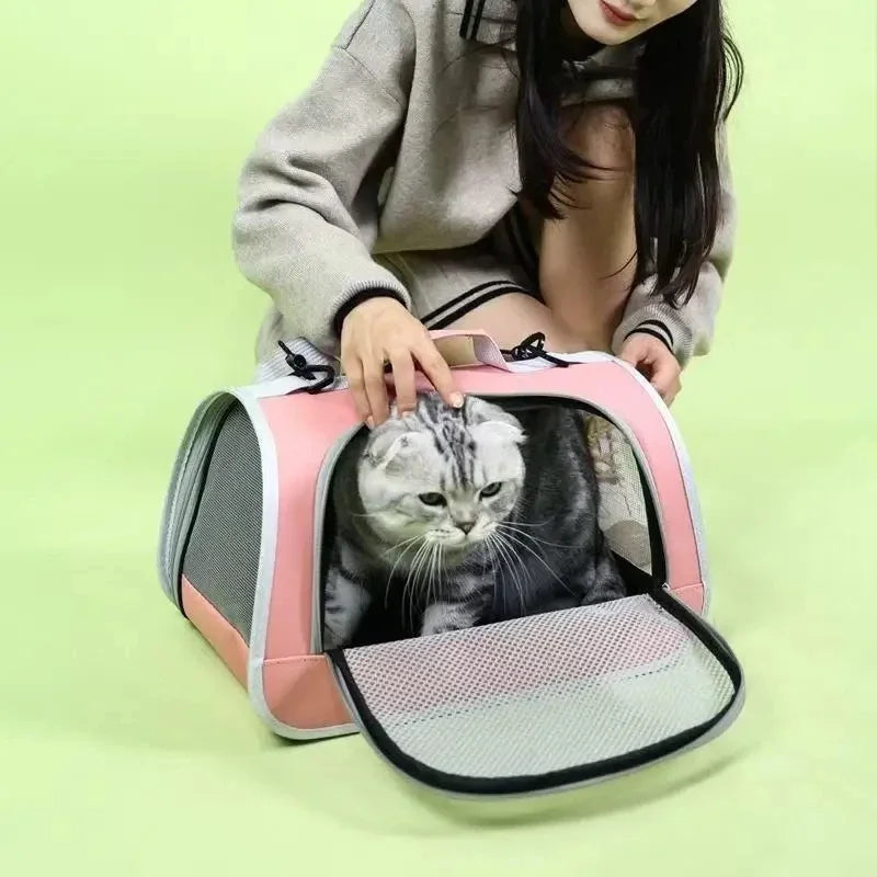 Pet Carrier Bag Portable Breathable Travel Shoulder Bag for Cats Small Dogs Outdoor Outings Pink