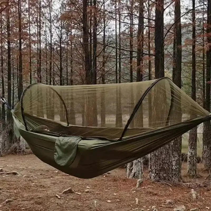Outdoor Hammock 250 x 120 cm Lightweight Parachute Fabric Single-Person Army Green