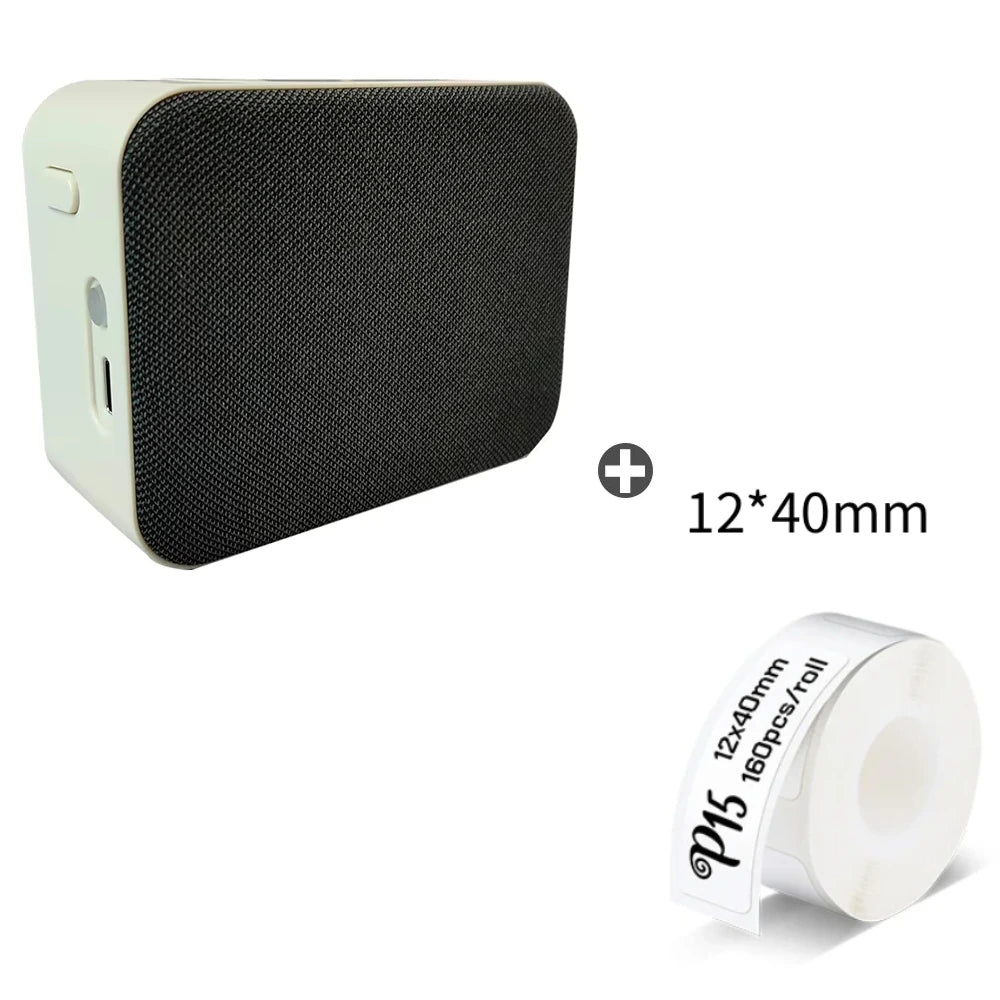 P15 Mini Portable Thermal Printer Wireless Bluetooth-Compatible Label Maker Sticker Machine Home Office Tags Black