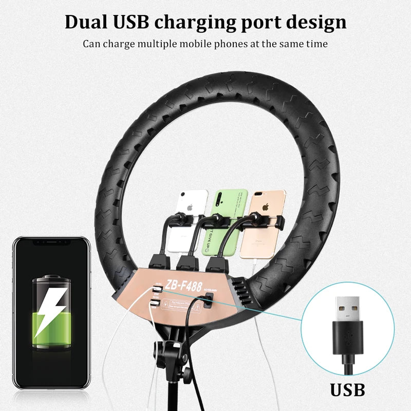 LED Ring Light 55cm Dimmable 3200-6500K Studio Lighting for Makeup Photography Video with 2m Power Cable