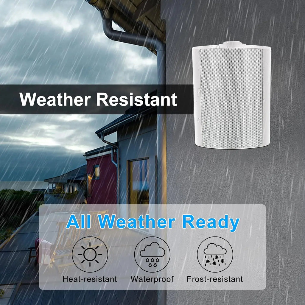 Outdoor Wall Mount Speakers 300W Waterproof Passive Wired Audio System 2 Pack Black 24.3x18.5x16.7cm