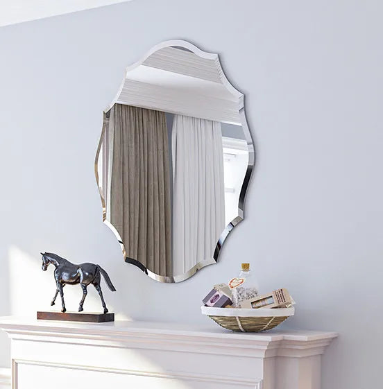 Frameless Wall Mirror 56x71cm Silver Beveled Edge Decorative HD Vanity Mirror Home