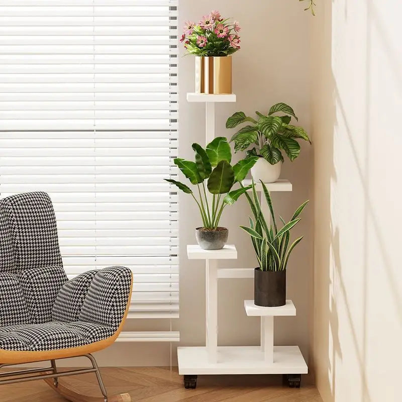 Mobile Iron Plant Stand Multi Tier Rolling Plant Rack in Style-3