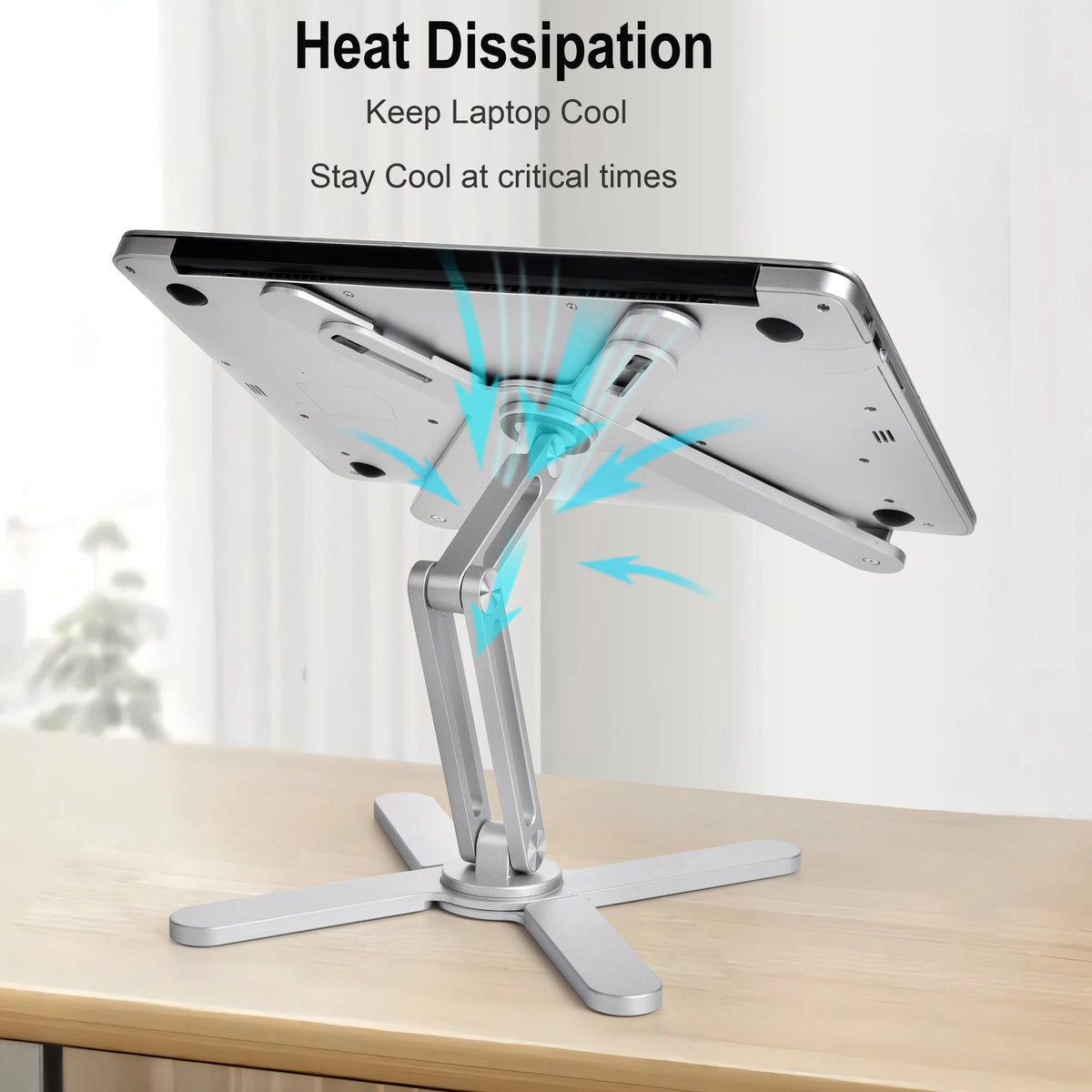 Foldable Laptop Stand 360° Rotation Adjustable Aluminum Alloy X Type Bracket Portable Holder for 25.4-43cm Laptops Silver