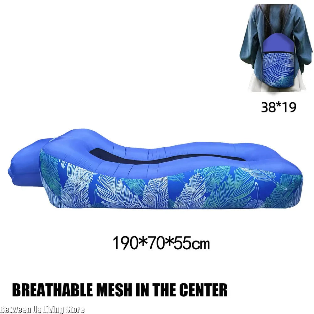 Inflatable Sofa Bed Extra Wide 190 x 70 cm Non-Roll Design for Outdoor and Indoor Use