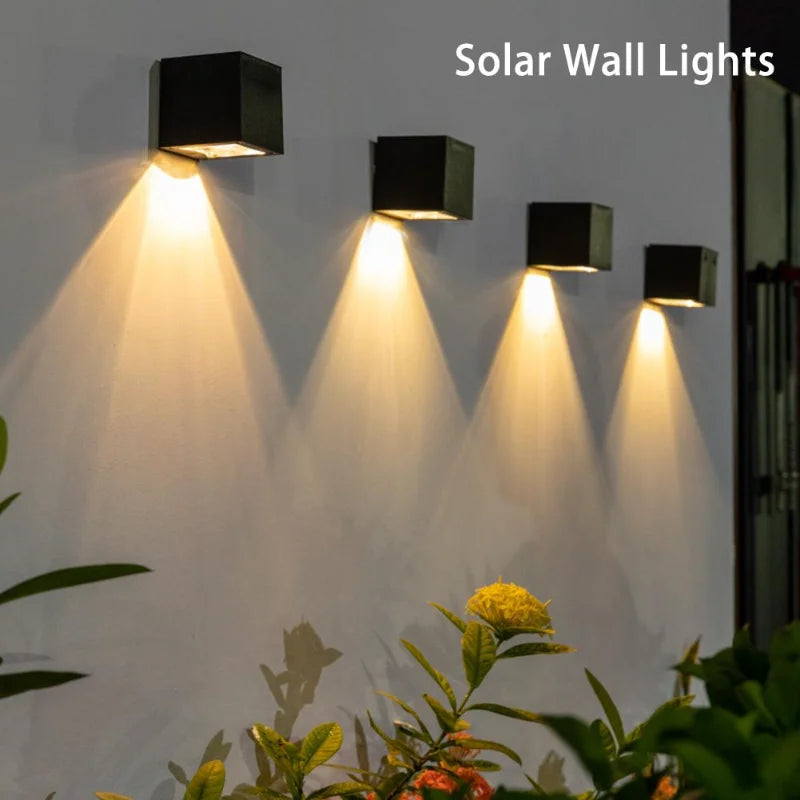 Solar Wall Light LED Outdoor Garden Fence Lamp Waterproof Square Courtyard Decorative Light 8x8cm
