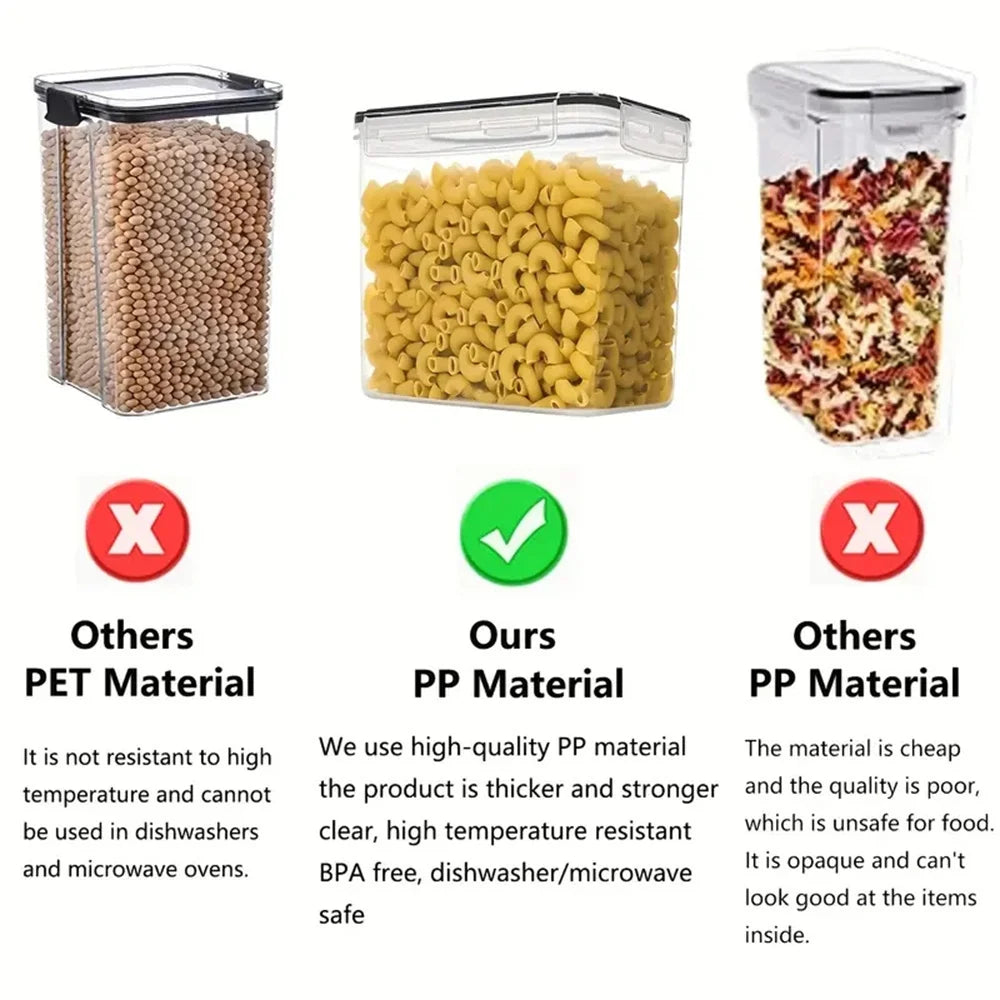 7PCS Food Storage Containers Set BPA Free Plastic Airtight Kitchen Storage Boxes with Labels Stickers Pen 14.5 × 10 × 29cm
