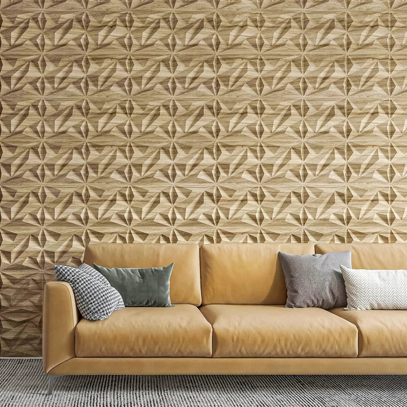 3D Wall Panels 10 Pack Waterproof Self Adhesive Wood Look Wallpaper Stickers 30cm for Kitchen Living Room